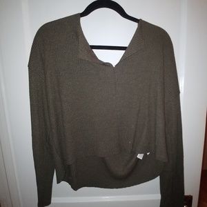 Forever 21 army green cropped sweater